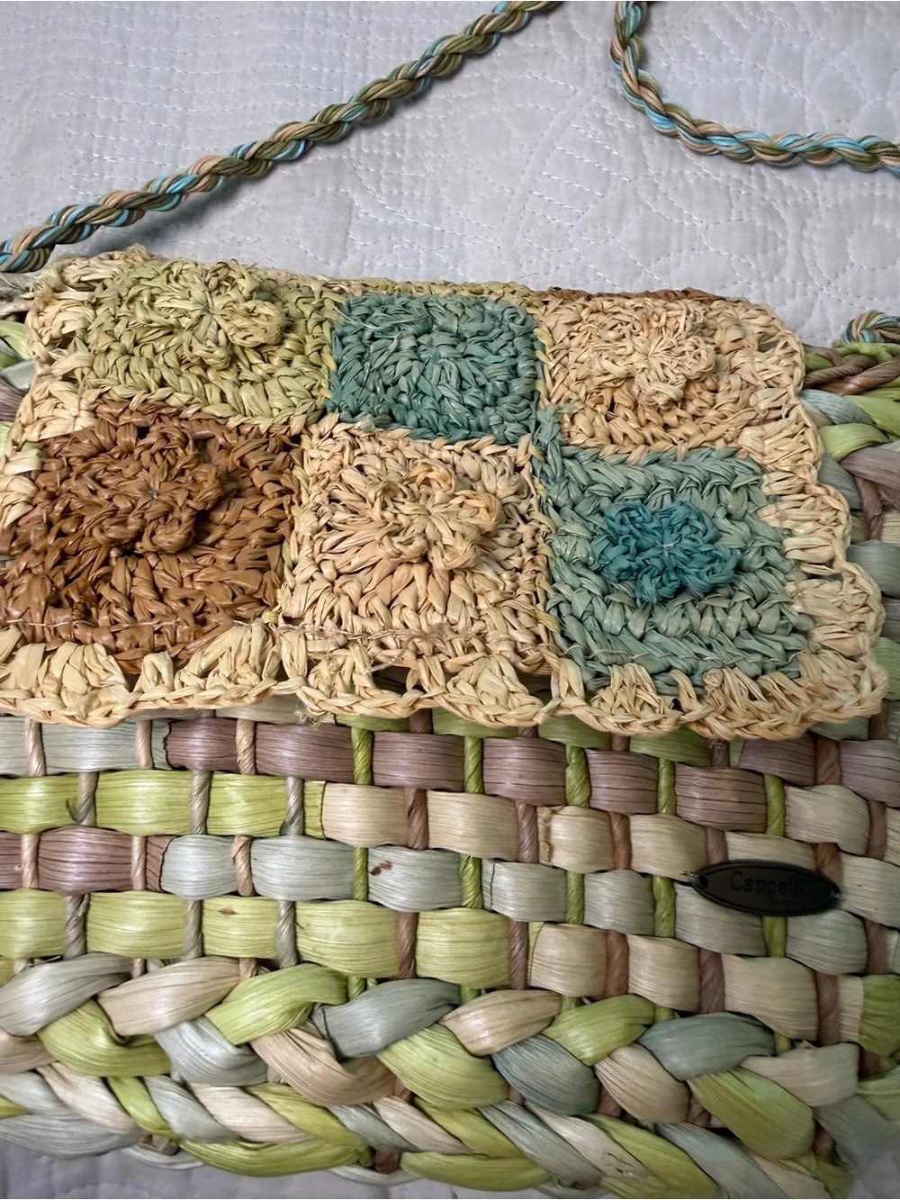 Capelli Straworld Multicolored Woven Straw Purse Boho Bohemian Style